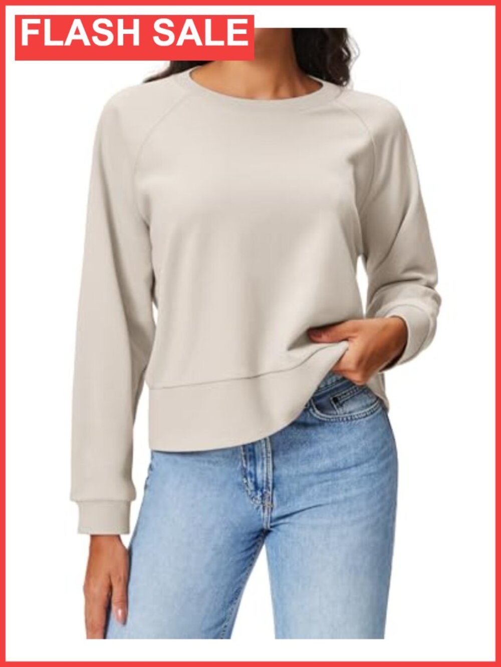 Raglan Crewneck Sweatshirt Relaxed Fit Casual Everyday Pullover